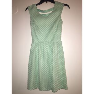 Green and white dress